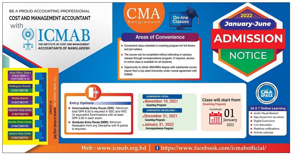 Admission in Cost and Management Accountant Program