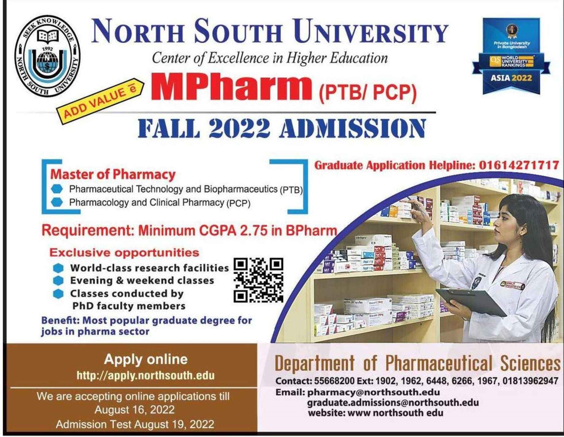 NSU Admission in MPharm