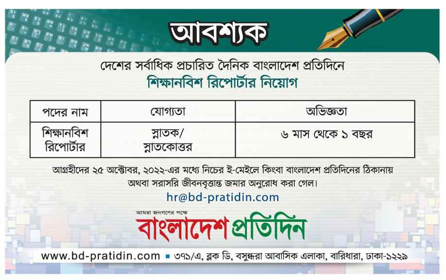 Bangladesh Pratidin Job Circular