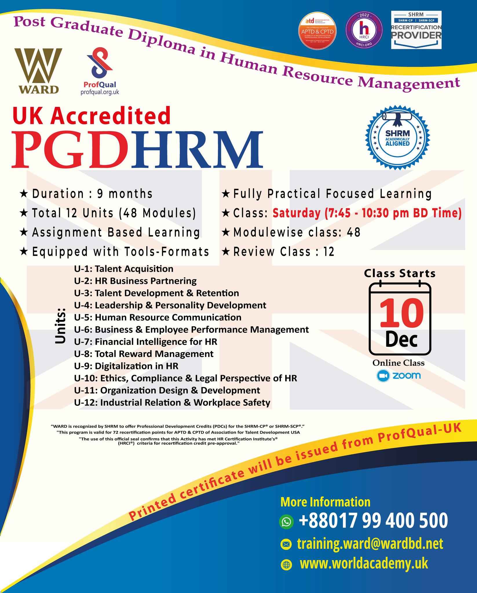 PGD Course in Bangladesh | PGD in HRM (Human Resource Management