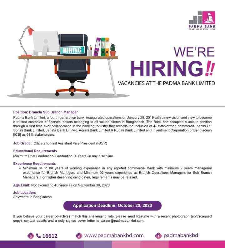 Padma Bank Limited Job Circular