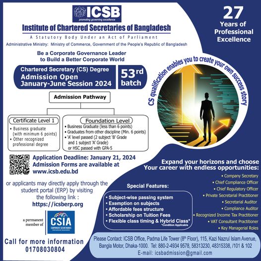 Chartered Secretary Course Admission in ICSB