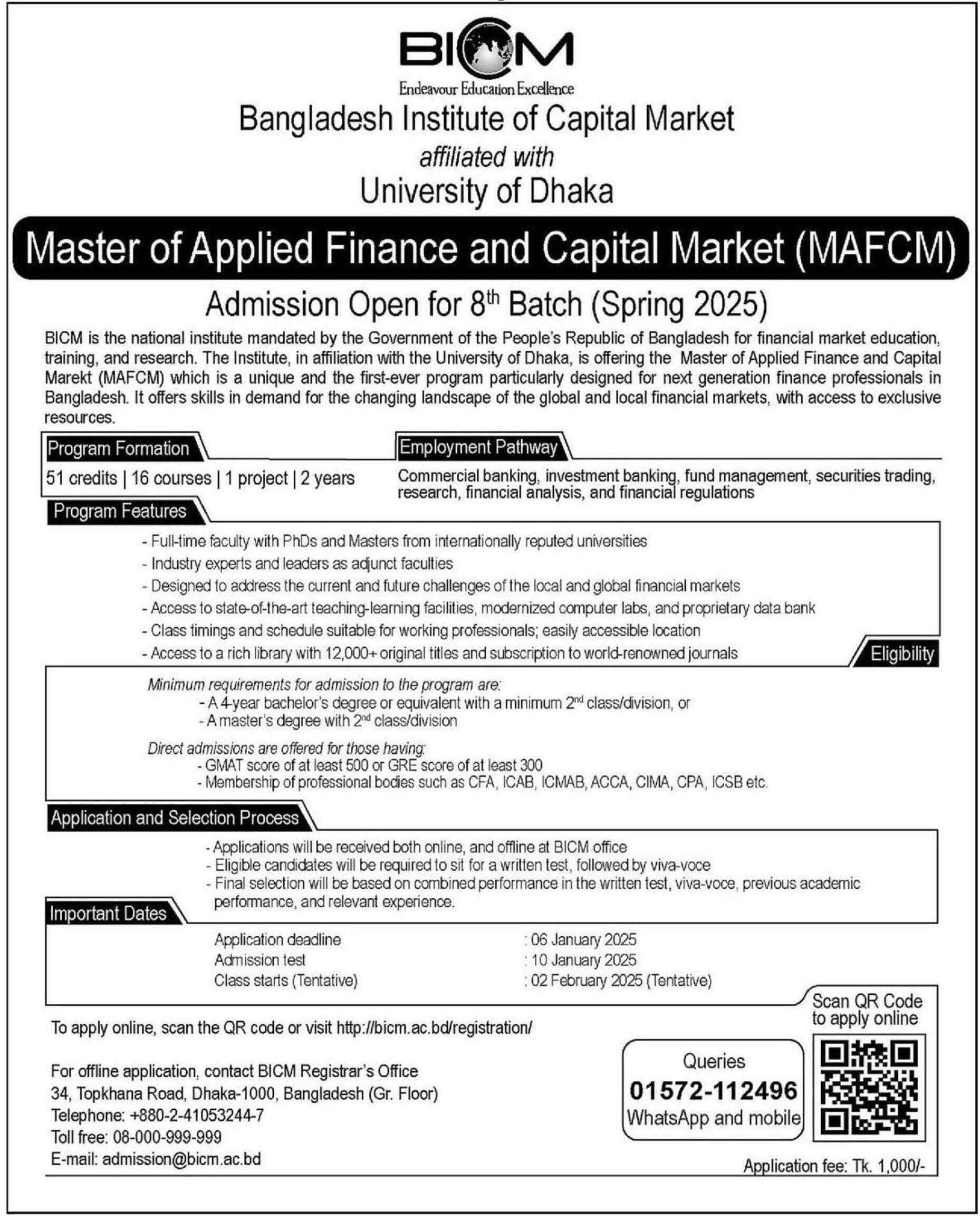 Master of Applied Finance and Capital Market (MAFCM)