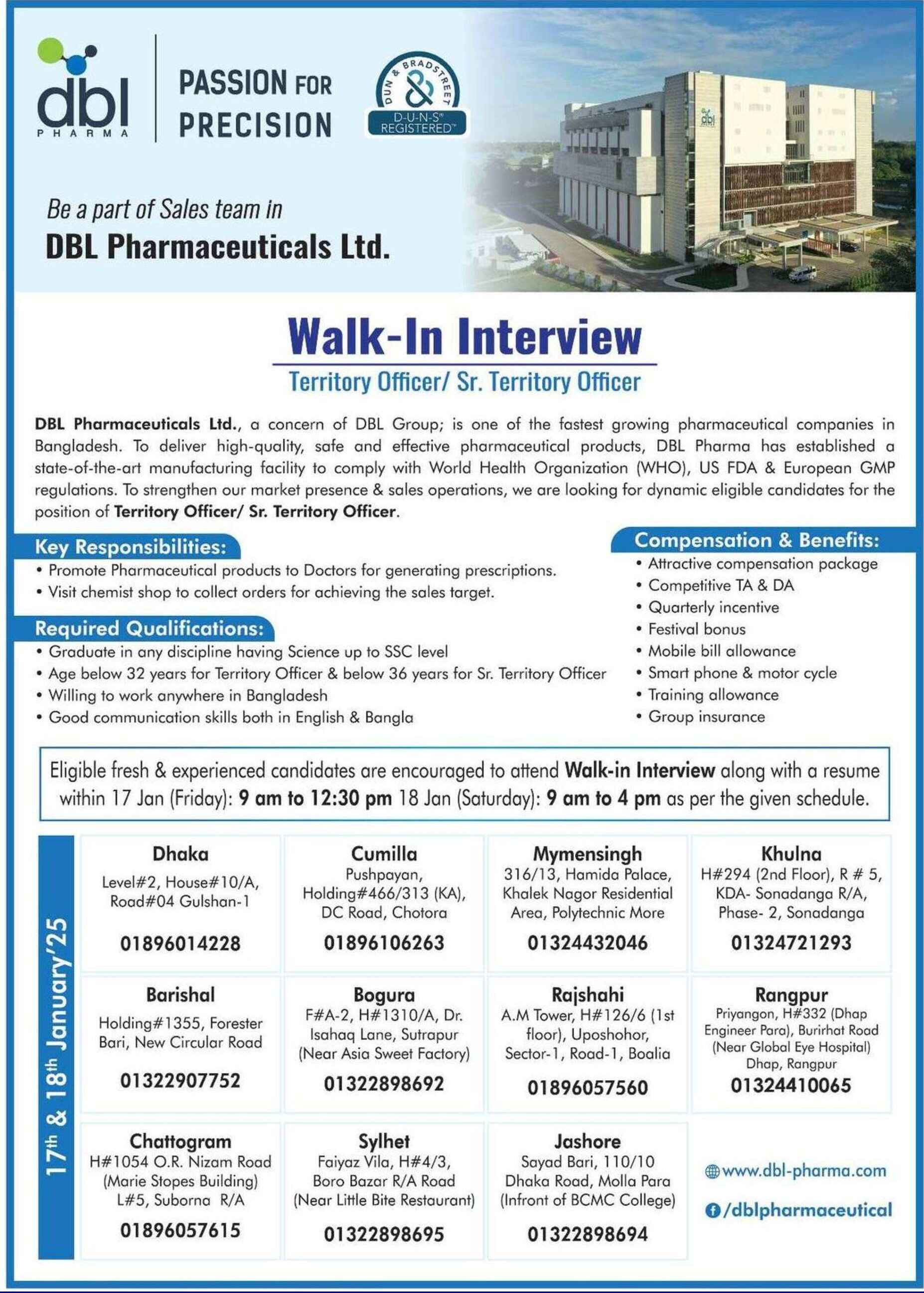 DBL Pharma Job Circular