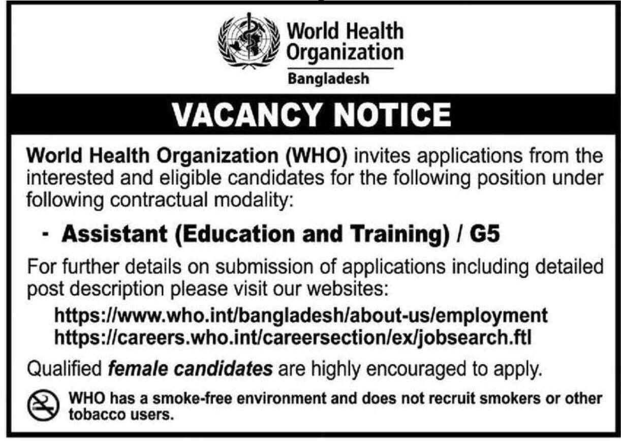 WHO jobs in Bangladesh | Jobs at WHO