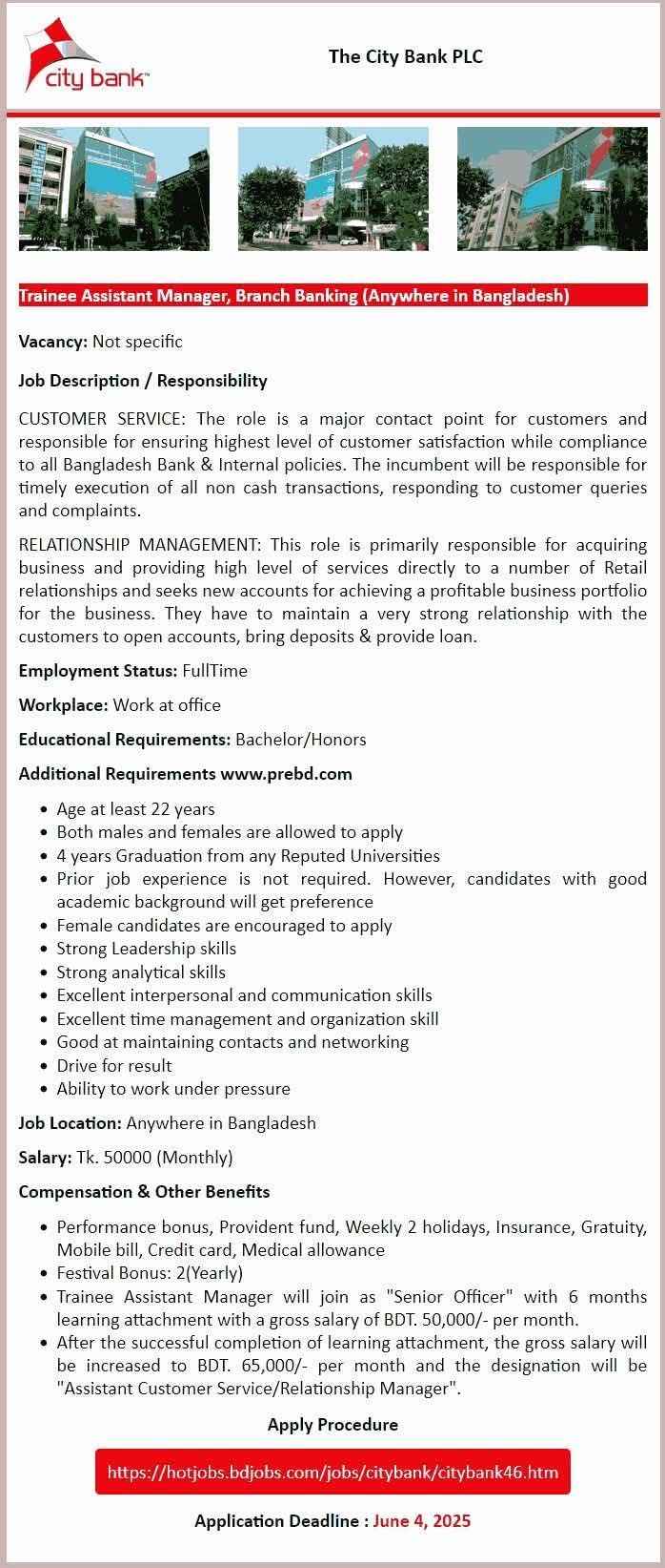 Job Circular of City Bank | City Bank Job Circular