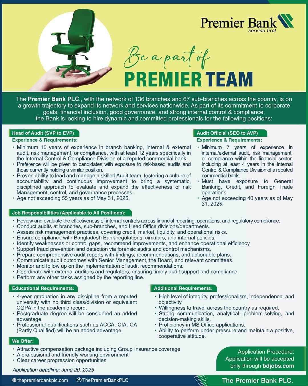 Premier Bank Career | Premier Job Circular