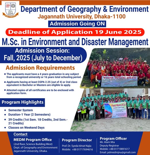 Masters in Environment and Disaster Management