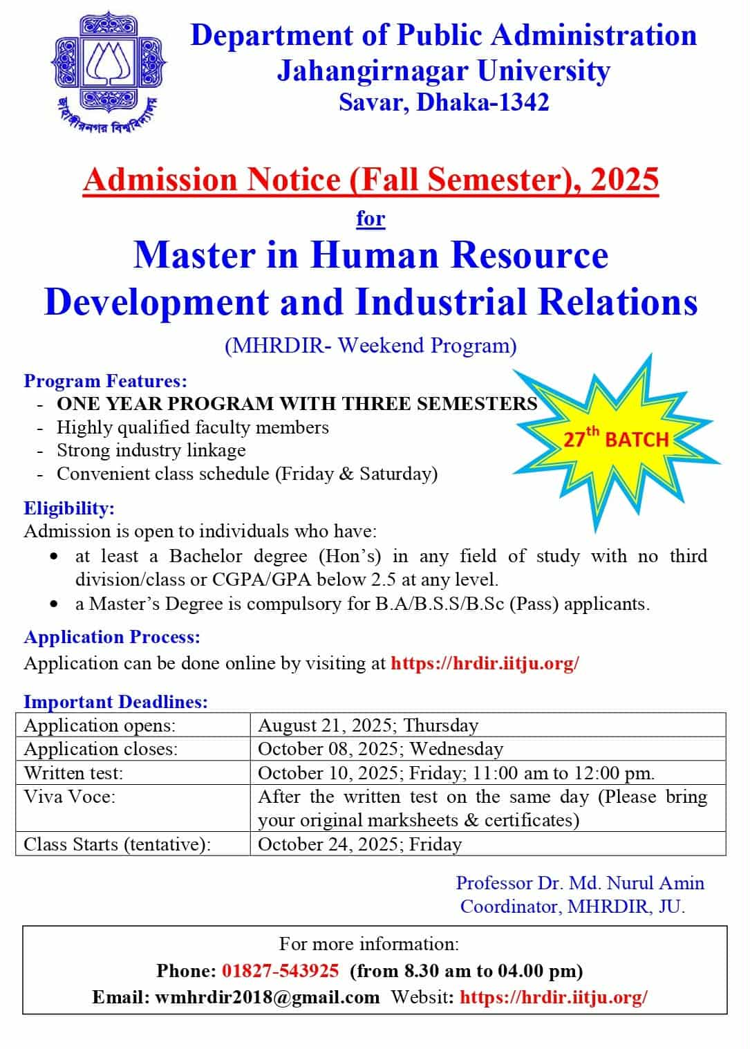 Masters in HRM in Bangladesh