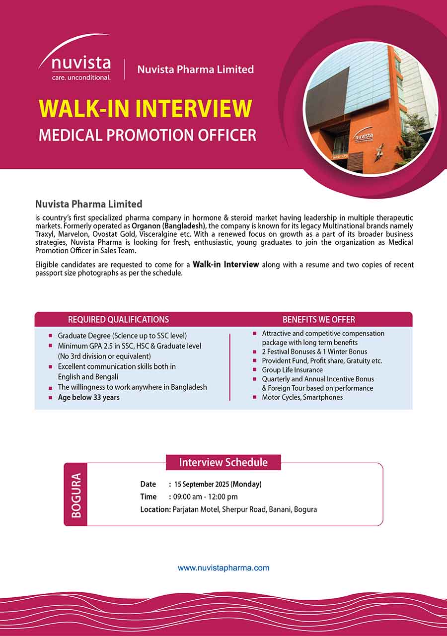 Pharma job in Nuvista Pharma Limited