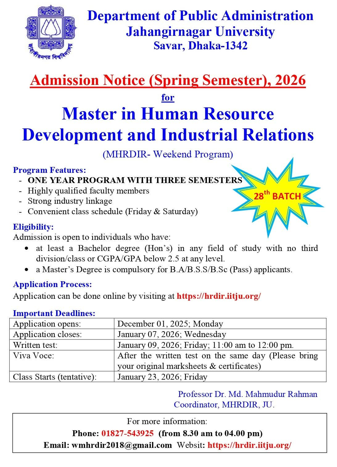 Masters in HRM in Bangladesh